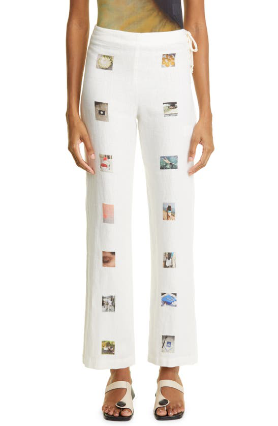 Bamni Photo Print Linen Pants In Off-white