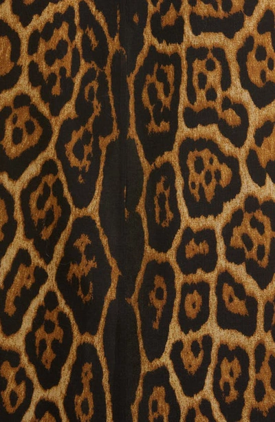Shop Saint Laurent Leopard Print Cutout Wool Dress