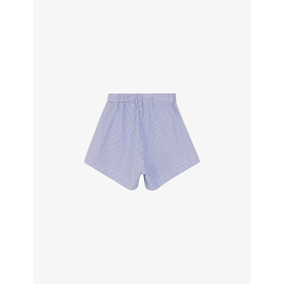 Shop Libertine-libertine Libertine Libertine Women's Blue Pin Stripe Real Mid-rise Organic-cotton Shorts