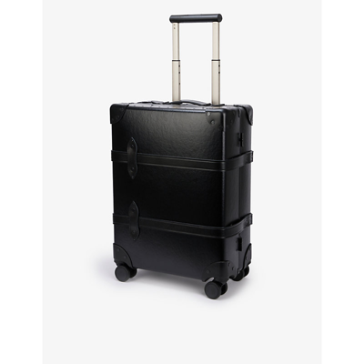 Shop Globe-trotter Centenary Carry-on 4-wheel Vulcanised-fibreboard Medium Suitcase In Black & Black