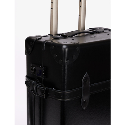 Shop Globe-trotter Centenary Carry-on 4-wheel Vulcanised-fibreboard Medium Suitcase In Black & Black