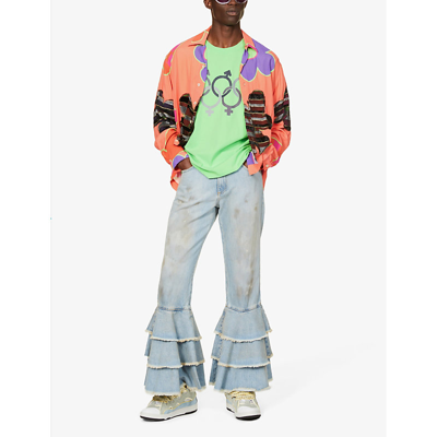 Shop Erl Olympics Graphic-print Oversized Cotton T-shirt In Lime