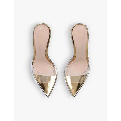 Shop Gianvito Rossi Womens Gold Elle Leather And Pvc Heeled Mules