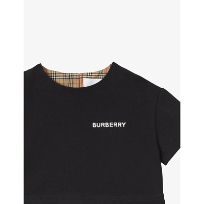 Shop Burberry Black Mandie Logo-print Cropped Cotton T-shirt 6 Months -