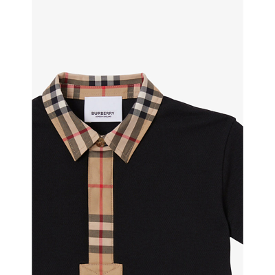 Shop Burberry Black Johane Vintage Check-print Cotton Polo Shirt 6 Months-2 Years