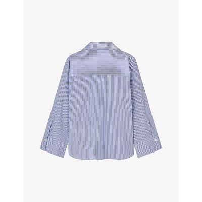 Shop Libertine-libertine Libertine Libertine Womens Blue Pin Stripe Mercy Oversized Striped Organic Cotton Shirt