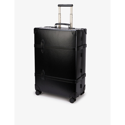 Shop Globe-trotter Black & Black Check-in Vulcanised Fibreboard Large Suitcase 65cm