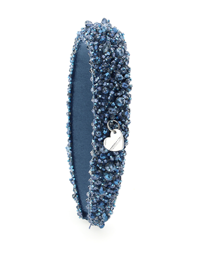 Shop Monnalisa Lurex Headband In Steel Blue