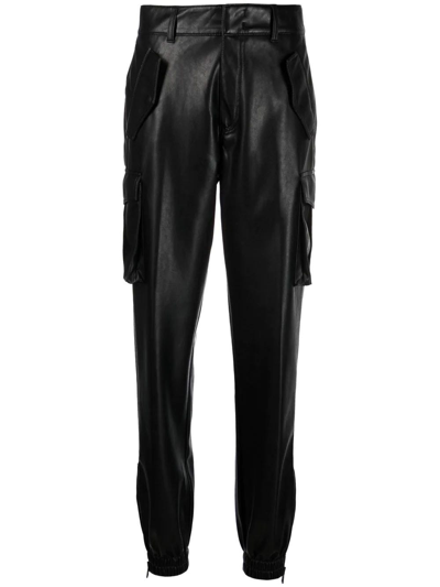 Shop Ermanno Scervino Black Faux Leather Cargo Trousers In Nero