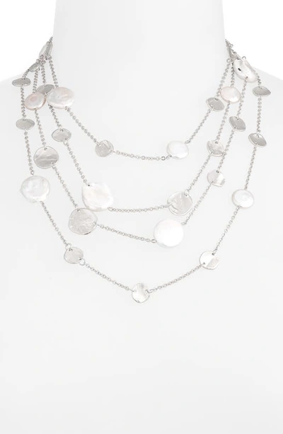 Shop Karine Sultan Multilayer Necklace With Cultured Pearls In Silver
