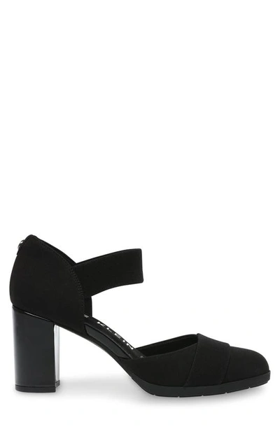 Shop Anne Klein Cailyx Ankle Strap Pump In Black Fabric