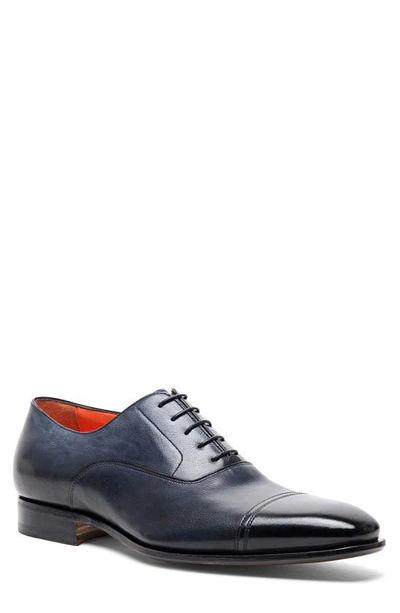 Shop Santoni Leather Oxford Loafer In Blue