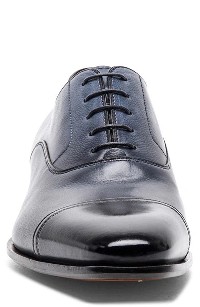 Shop Santoni Leather Oxford Loafer In Blue