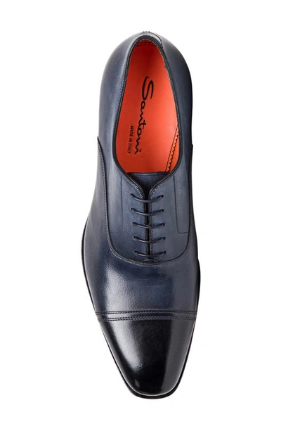 Shop Santoni Leather Oxford Loafer In Blue