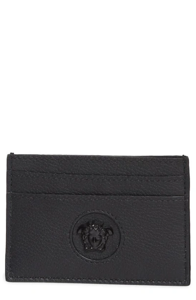 Shop Versace Medusa Leather Card Case In Black- Gold