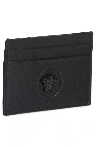 Shop Versace Medusa Leather Card Case In Black- Gold