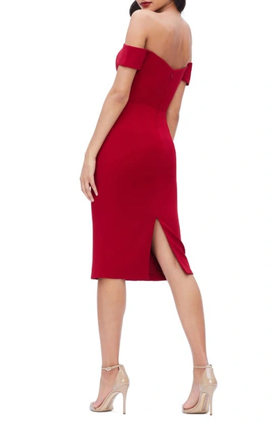 Shop Dress The Population Bailey Off The Shoulder Body-con Dress In Garnet