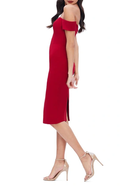 Shop Dress The Population Bailey Off The Shoulder Body-con Dress In Garnet