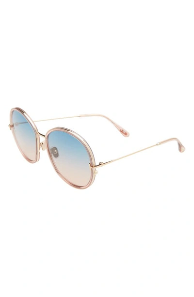 Tom Ford Hunter 58mm Round Sunglasses In Shiny Transparent Powder Pink |  ModeSens