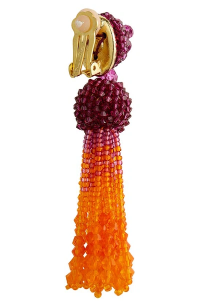Shop Oscar De La Renta Ombré Tassel Drop Clip Earrings In Purple