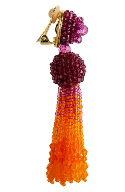 Shop Oscar De La Renta Ombré Tassel Drop Clip Earrings In Purple