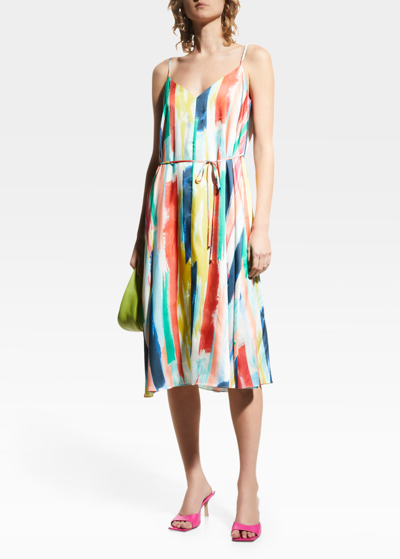 Shop Milly Becca Brushstroke-print Dress In Multi