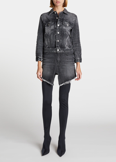 Shop Balenciaga Organic Japanese Denim Jacket In Nero/natur