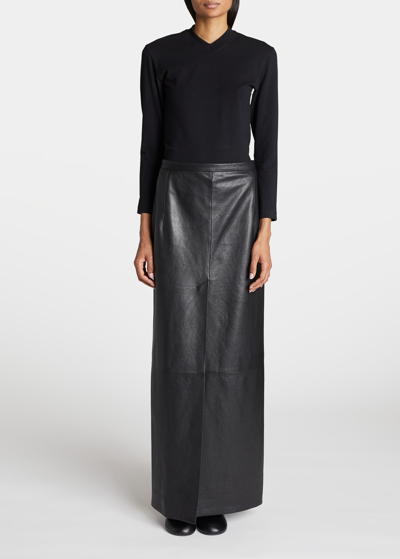 Shop Balenciaga Vintage Leather Maxi Skirt In Noir