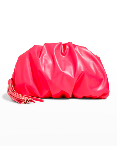 Shop Rebecca Minkoff Ruched Zip Faux-leather Clutch Bag In Hot Pink