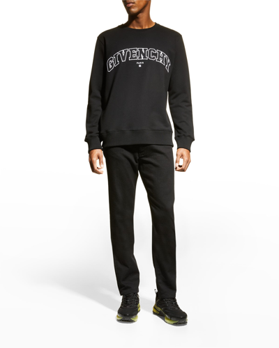 Shop Givenchy Men's Slim College Embroidery Sweatshirt In Black
