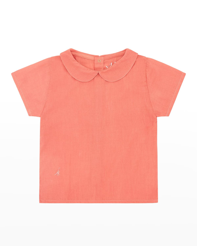 Shop Vild - House Of Little Girl's Woven Collared Shirt In Coral