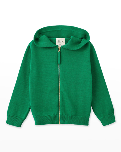 Shop Vild - House Of Little Kid's Hooded Cotton Cardigan In Light Green