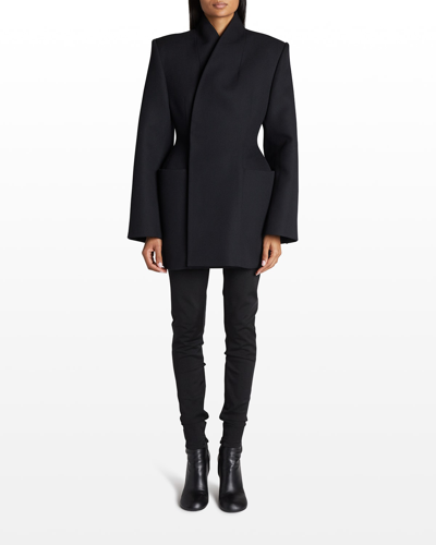 Shop Balenciaga Barathea Hourglass Jacket In Noir