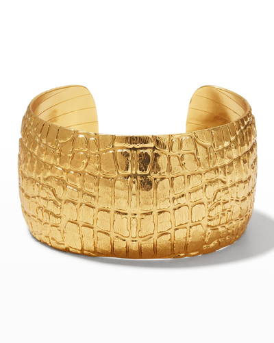 Shop Gas Bijoux Wild Croc-embossed Cuff Bracelet In Gold