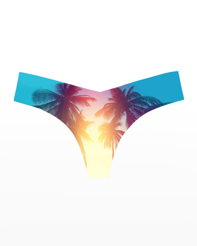 Shop Commando Photo Printed Microfiber Thong In Sunset Palms