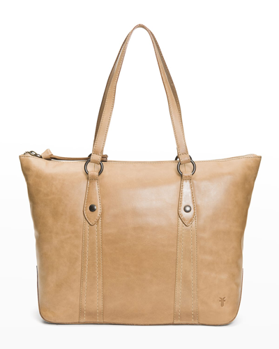 Shop Frye Melissa Zip Shopper Tote Bag In Beige