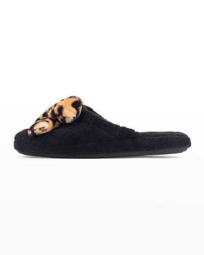 Shop Patricia Green Bonnie Microterry Slippers In Black/leopard