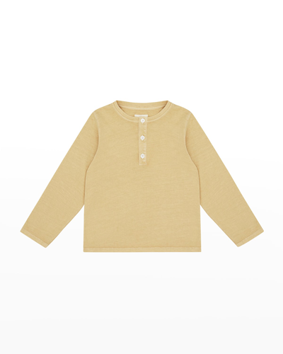 Shop Vild - House Of Little Kid's Cotton Henley Shirt In Sandstone