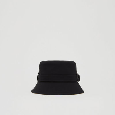 Shop Burberry Cotton Gabardine Belted Bucket Hat In Black