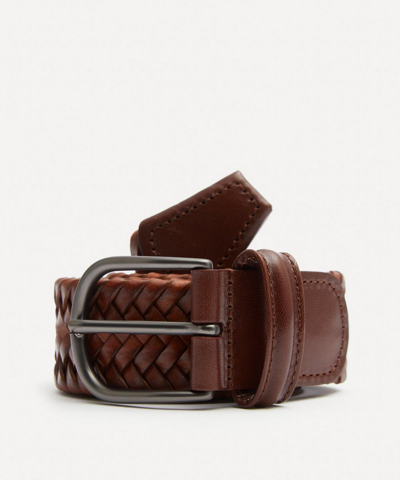 Shop Anderson's Mens Woven Leather Belt In Brown