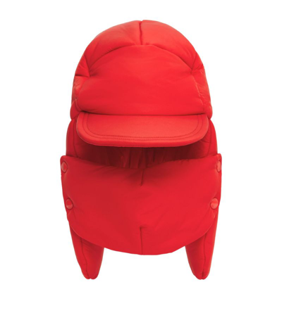 Shop Burberry Padded Oversized Baseball Cap In Red