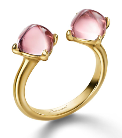 Shop Baccarat Médicis Toi & Moi Pink Crystal Mirror Ring (size 49) In Multi