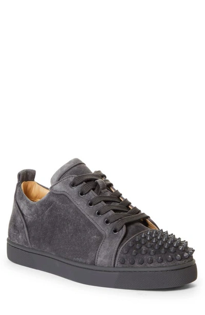 Christian Louboutin Men's Louis Junior Spikes Orlato Suede Sneakers, Smoky/Smoky Mat, Men's, 10D, Sneakers & Trainers Sneakers