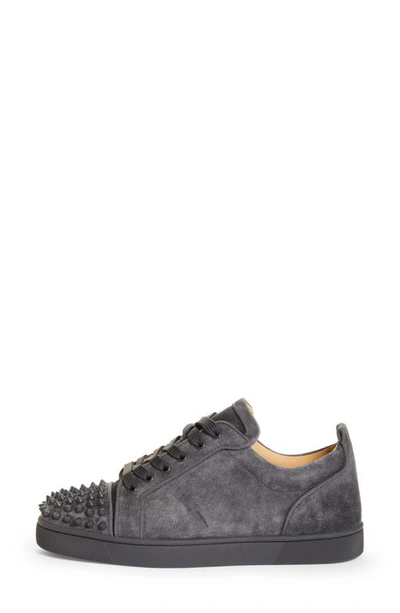 Christian Louboutin Men's Louis Junior Spikes Orlato Suede Sneakers, Smoky/Smoky Mat, Men's, 10D, Sneakers & Trainers Sneakers