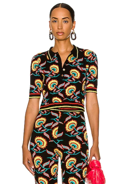 Shop Paco Rabanne Jacquard Polo Top In Jamaican Flower