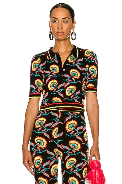 Shop Rabanne Jacquard Polo Top In Jamaican Flower