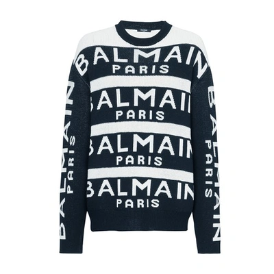 Shop Balmain Paris Logo Sweater In Noir Naturel