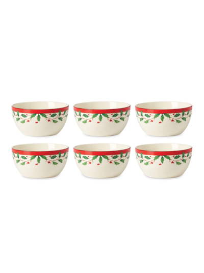 Shop Lenox Holiday Six-piece Dessert Bowl Set In Ivory