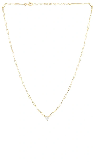 Shop Adinas Jewels Mini Heart Paper Clip Necklace In Gold