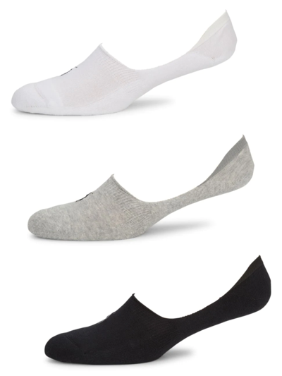 Shop Polo Ralph Lauren Men's Sport Liner Socks 3-pack In Grey